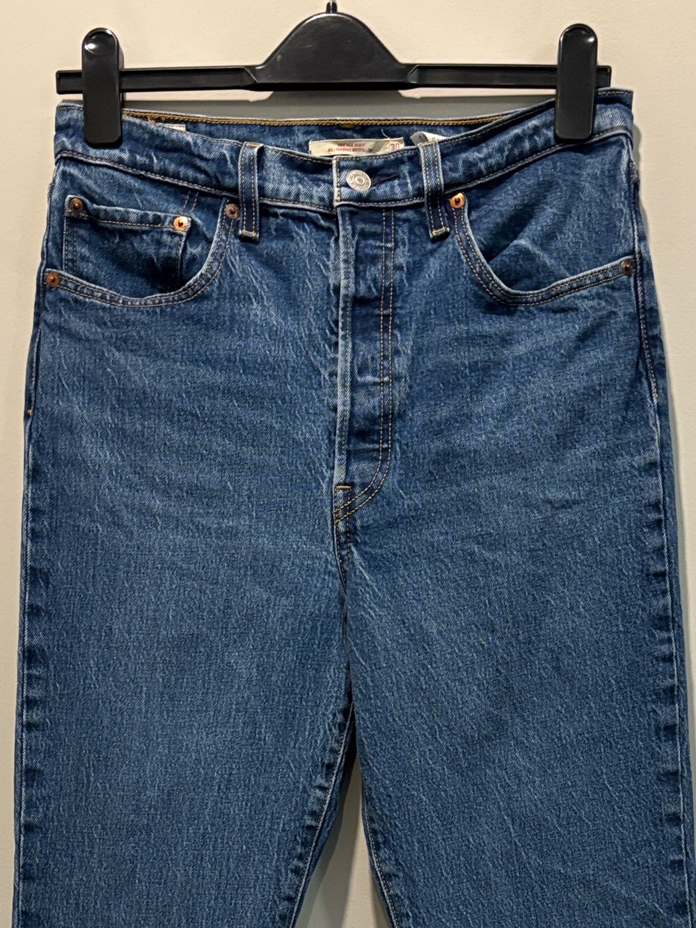 Levi’s Ribcage Boot High Rise Blue Bootcut Jeans Size 30 Western Y2K 90s - Picture 3 of 15